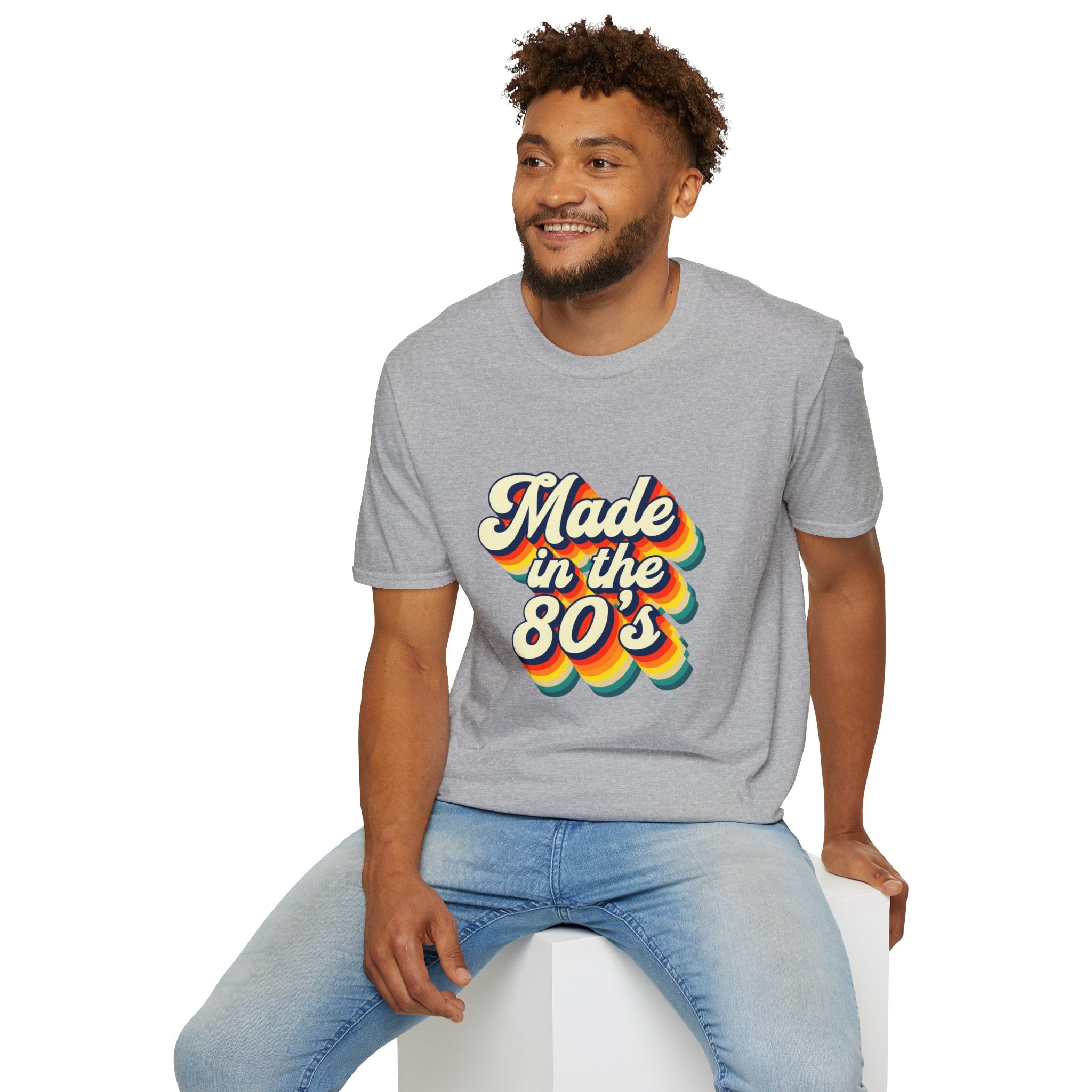 Made in the 80s Retro T-Shirt — Vintage Rainbow Typography Tee