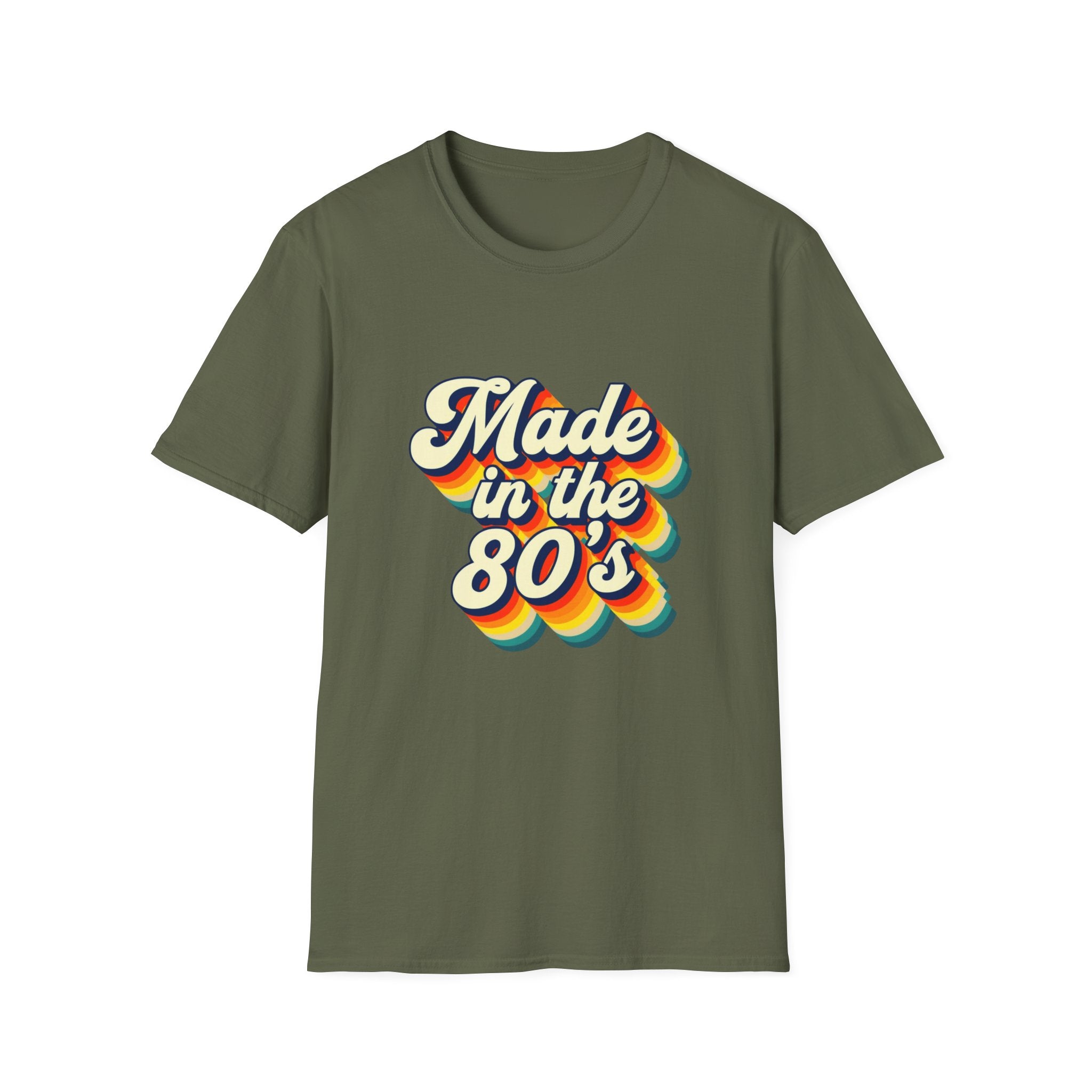 Made in the 80s Retro T-Shirt — Vintage Rainbow Typography Tee