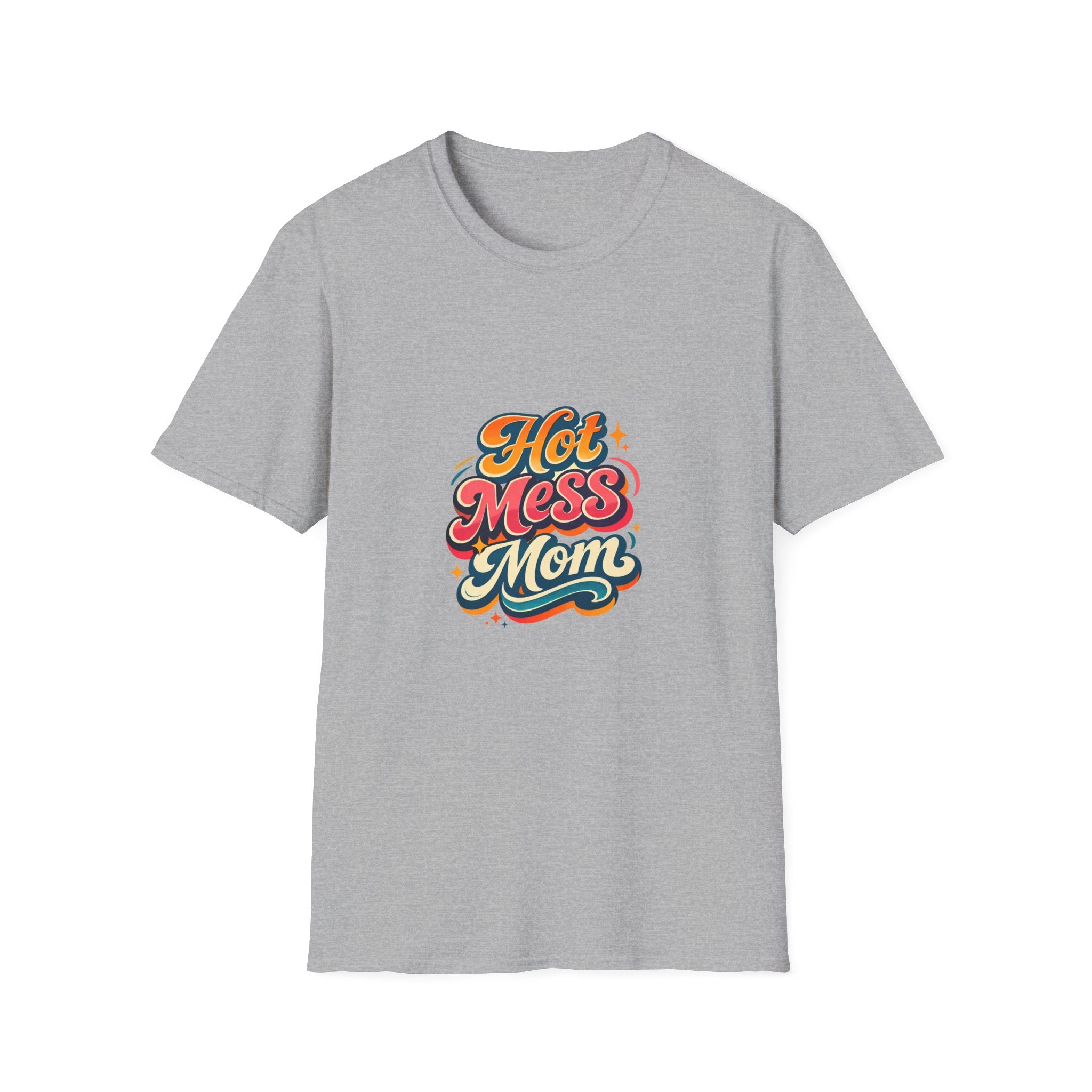 T-Shirt — "Hot Mess Mom" Retro Script Graphic Tee