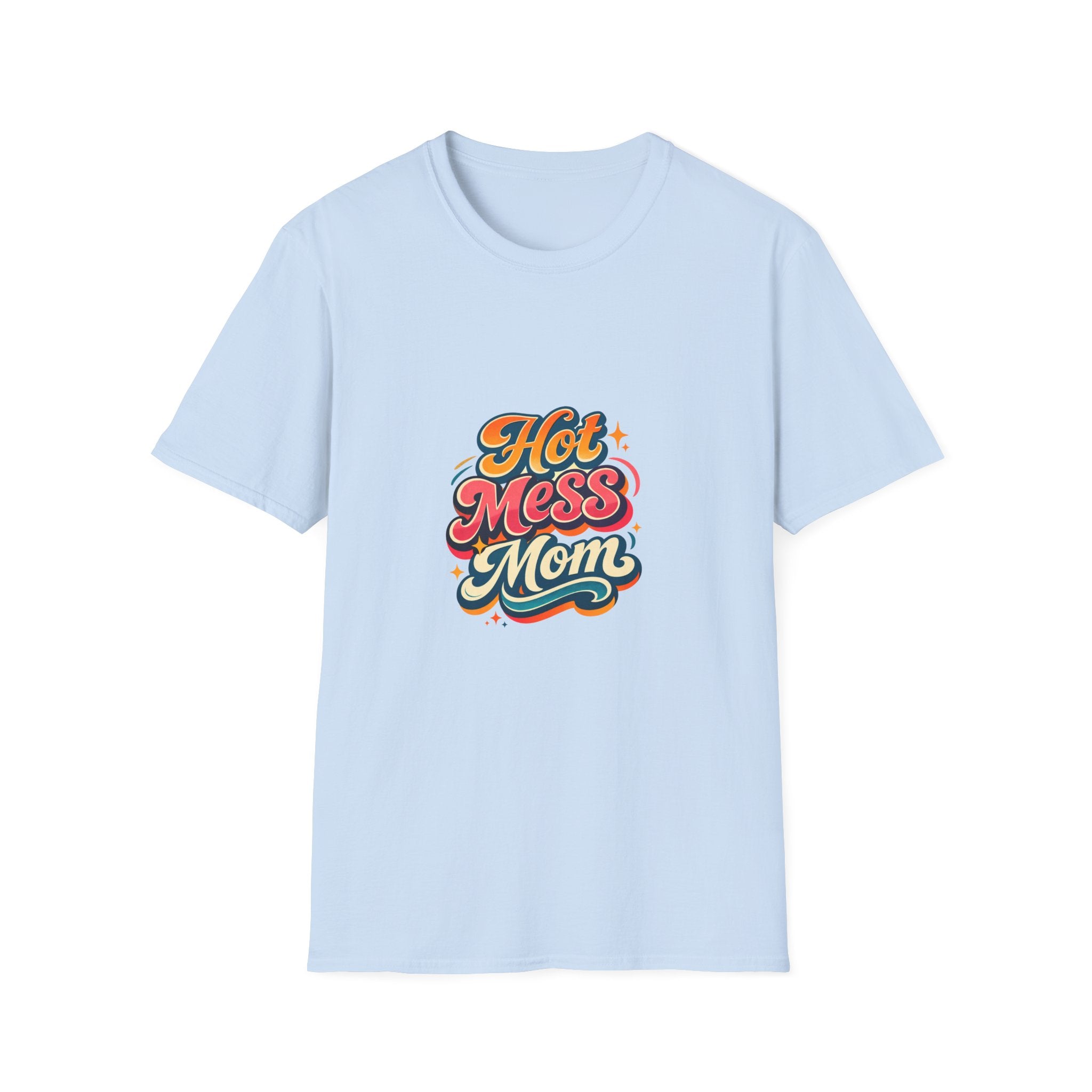 T-Shirt — "Hot Mess Mom" Retro Script Graphic Tee