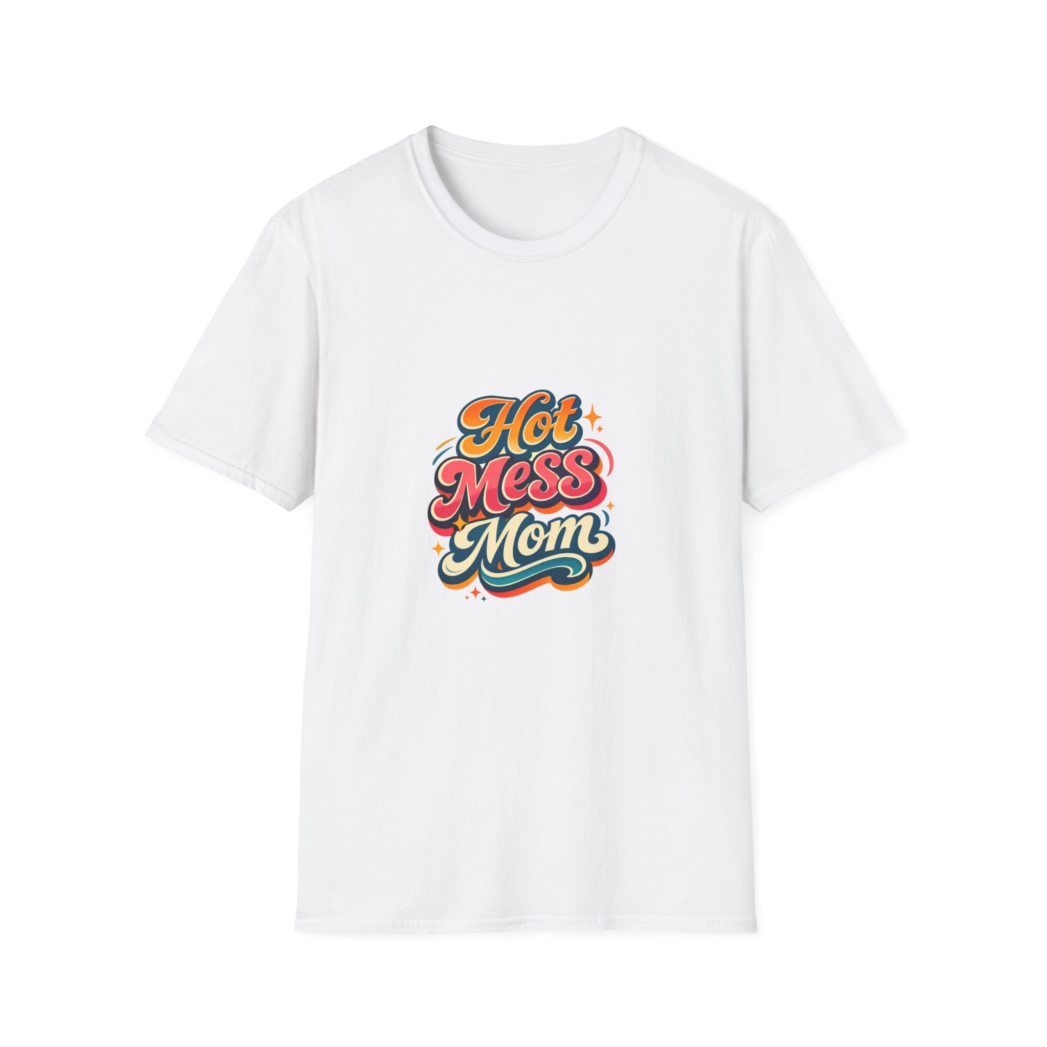T-Shirt — "Hot Mess Mom" Retro Script Graphic Tee